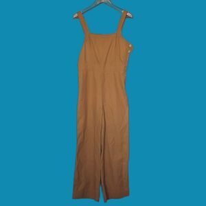 Gap Trapunto Jumpsuit Romper Overalls Tan Ivory Buttons Womens 8 Adjustable